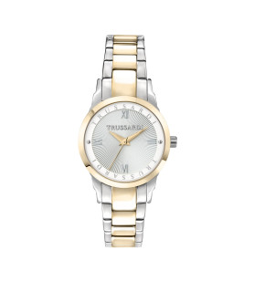 OROLOGIO TRUSSARDI R2453141503 ACCIAIO BICOLORE DONNA T-BENT 32MM 3H W/SILVER DIAL BR SS