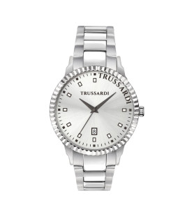 OROLOGIO TRUSSARDI R2453141004 ACCIAIO BIANCO UOMO T-BENT 43 MM 3H S/WHITE DIAL BR