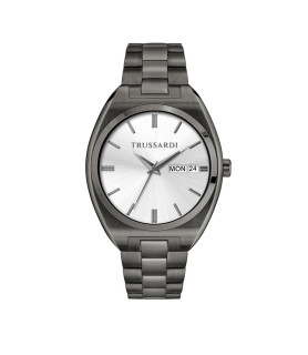 OROLOGIO TRUSSARDI R2453159004 ACCIAIO NERO UOMO METROPOLITAN 42MM 3H W/SILVER DIAL BR GUN
