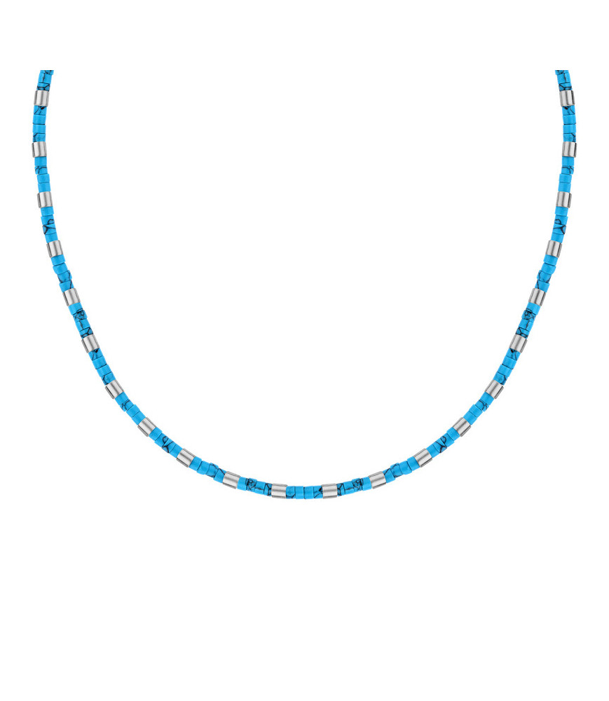 COLLANA MORELLATO S1730 ACCIAIO CELESTE UOMO PIETRE NECKLACE SS. LIGHT BLUE STONE 45+