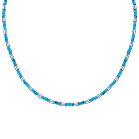 COLLANA MORELLATO S1730 ACCIAIO CELESTE UOMO PIETRE NECKLACE SS. LIGHT BLUE STONE 45+
