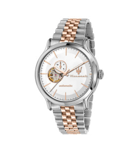 OROLOGIO MASERATI R8823118008 ACCIAIO BICOLORE UOMO EPOCA 42 MM AUTO W/SILVER DIAL BR SS+RG