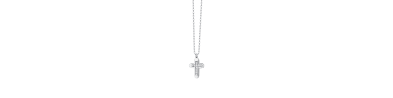 COLLANA LUCA BARRA CA505 ACCIAIO  UOMO COLLANA UOMO IN ACCIAIO CROCE E ZIRCONI BIANCHI