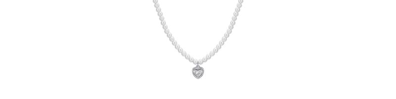 COLLANA LUCA BARRA CK2008 ACCIAIO BIANCO DONNA COLLANA DONNA IN ACCIAIO PERLE E CUORE ZIRCONE BIANCO