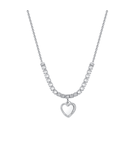 COLLANA LUCA BARRA CK2018 ACCIAIO BIANCO DONNA COLLANA TENNIS DONNA IN ACCIAIO CUORE E ZIRCONI