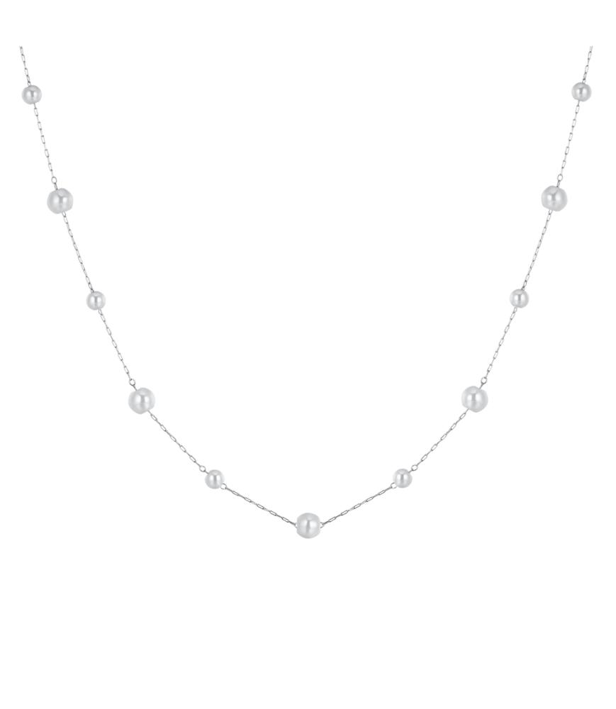 COLLANA LUCA BARRA CK2032 ACCIAIO BIANCO DONNA COLLANA DONNA LUNGA IN ACCIAIO CON PERLE