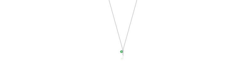 COLLANA LUCA BARRA JC108 ACCIAIO BIANCO UNISEX COLLANA CON CORNO E QUADRIFOGLIO SMALTATO VERDE