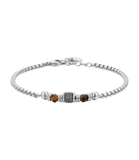 BRACCIALE LUCA BARRA BA1705 ACCIAIO BIANCO UOMO BRACCIALE UOMO IN ACCIAIO PIETRE OCCHIO DI TIGRE