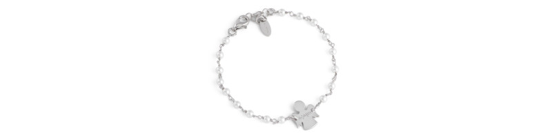 BRACCIALE AMEN BRJBB ARGENTO BIANCO BIMBA CON ANGIOLETTO E PERLINE