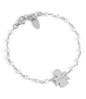 BRACCIALE AMEN BRJBB ARGENTO BIANCO BIMBA CON ANGIOLETTO E PERLINE