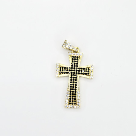 PENDENTE ONAIS F24.3834 ARGENTO GIALLO UNISEX CROCE PAVE NERA