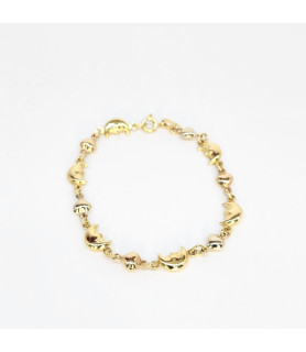 BRACCIALE EnricoOro S5440 18/19CM TRICOLORE DONNA CON CUORE E LUNA
