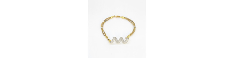 BRACCIALE EnricoOro X4486 19/20CM BICOLORE DONNA PIETRE BIANCHE