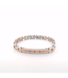 BRACCIALE ONAIS F21.2637 ACCIAIO BICOLORE UOMO BRACCIALE BIANCO E  ROSA CON PLACCHETTA