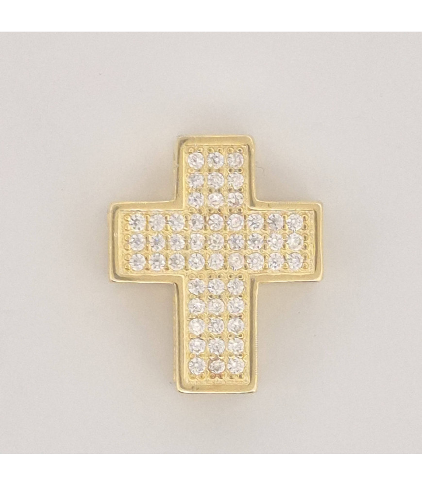 PENDENTE Onais F24.4108PA ARGENTO GIALLO UNISEX CROCE 3D PASSANTE PAVE