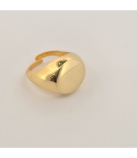 ANELLO Onais F24.4116AA ARGENTO GIALLO UOMO CON PIASTRA LISCIA TONDA