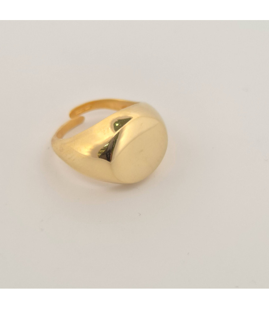 ANELLO Onais F24.4116AA ARGENTO GIALLO UOMO CON PIASTRA LISCIA TONDA