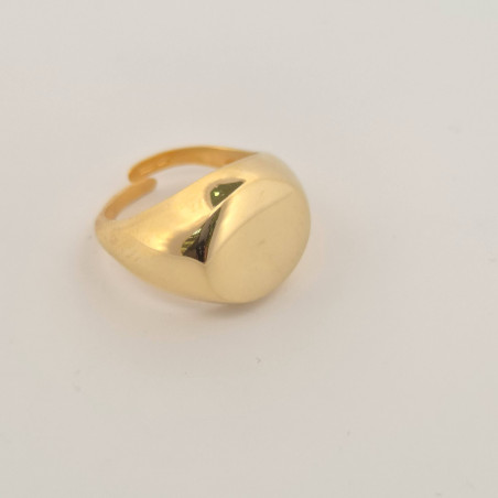 ANELLO Onais F24.4116AA ARGENTO GIALLO UOMO CON PIASTRA LISCIA TONDA