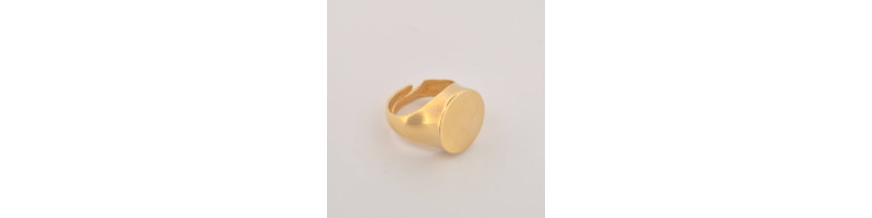 ANELLO Onais F24.4136AA ARGENTO GIALLO UOMO CON PIASTRA LISCIA TONDA