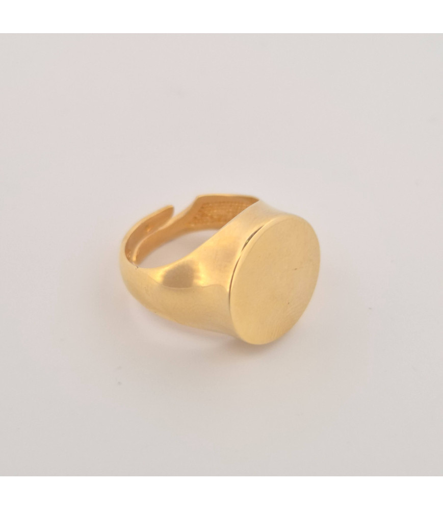 ANELLO Onais F24.4136AA ARGENTO GIALLO UOMO CON PIASTRA LISCIA TONDA
