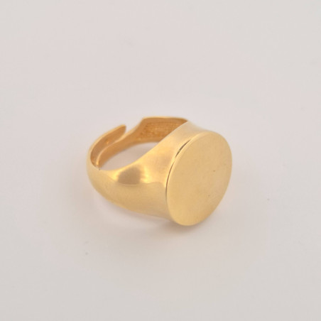 ANELLO Onais F24.4136AA ARGENTO GIALLO UOMO CON PIASTRA LISCIA TONDA