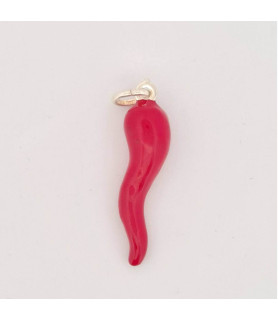 PENDENTE Onais F24.6507PA ARGENTO BIANCO UNISEX CORNO  SMALTO ROSSO