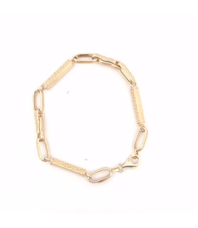 BRACCIALE Onais F24.7554BA ARGENTO GIALLO UOMO MAGLIA AD ANELLI E BARRA CON GRECA