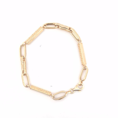 BRACCIALE Onais F24.7554BA ARGENTO GIALLO UOMO MAGLIA AD ANELLI E BARRA CON GRECA