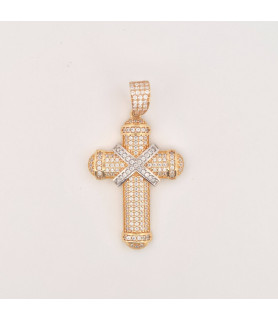 PENDENTE Onais F24.8704PA ARGENTO GIALLO UNISEX CROCE PIENA PAVE