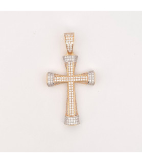 PENDENTE Onais F24.8705PA ARGENTO GIALLO UNISEX CROCE PIENA PAVE