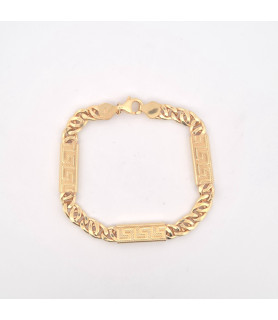 BRACCIALE Onais F25.0034BA ARGENTO GIALLO UOMO MAGLIA CLASSICA CON PIASTRA GRECA