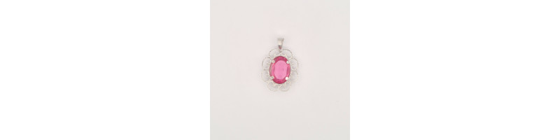 PENDENTE EnricoOro K0667 ORO 750° BIANCO DONNA PIETRA ROSA