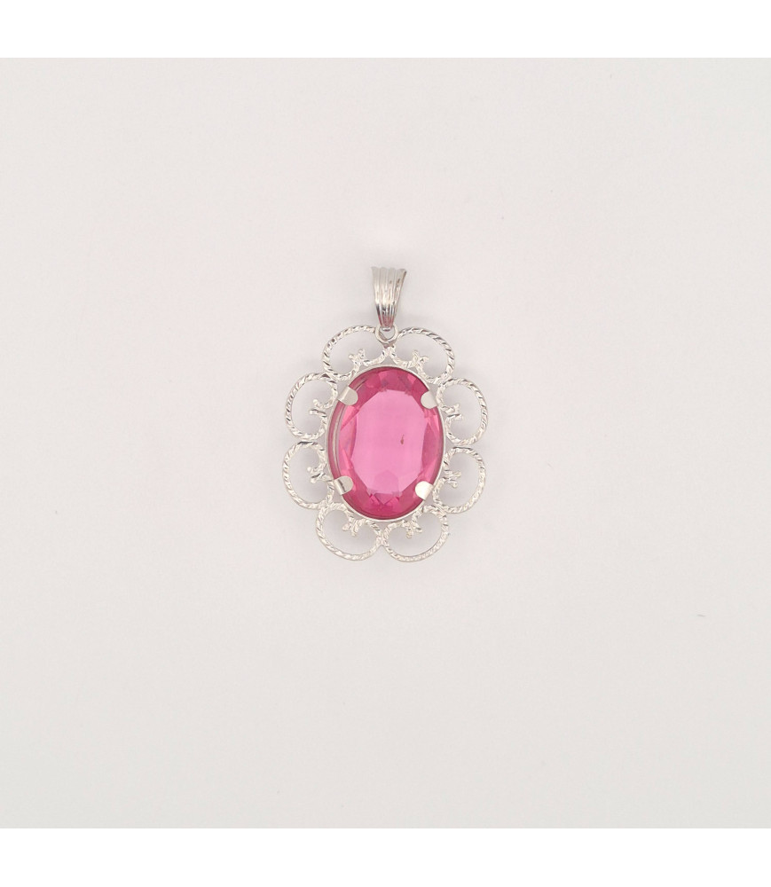 PENDENTE EnricoOro K0667 ORO 750° BIANCO DONNA PIETRA ROSA