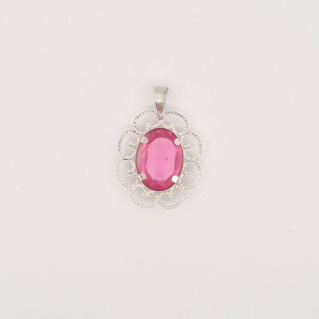 PENDENTE EnricoOro K0667 ORO 750° BIANCO DONNA PIETRA ROSA