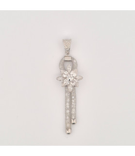 PENDENTE EnricoOro S10364 ORO 750° BIANCO DONNA FIORE CON PIETRE+RETE