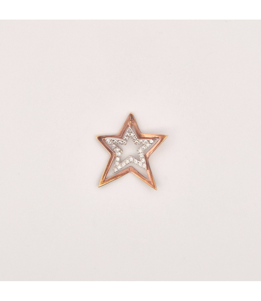 PENDENTE EnricoOro S7003 ORO 750° BICOLORE DONNA DOPPIA STELLA ZIRCONATA