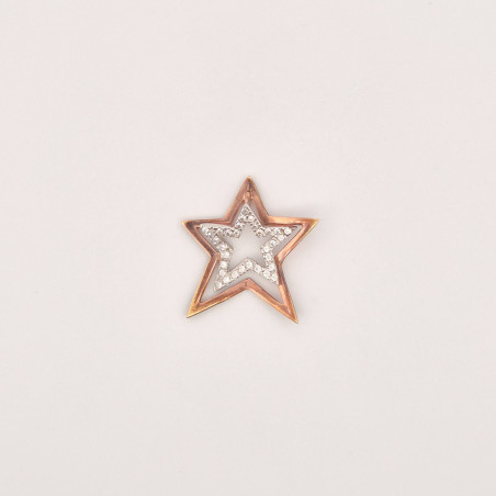 PENDENTE EnricoOro S7003 ORO 750° BICOLORE DONNA DOPPIA STELLA ZIRCONATA