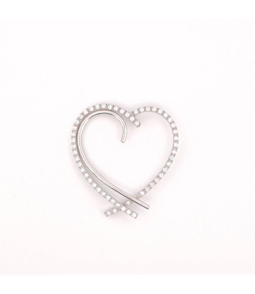 PENDENTE EnricoOro V0096 ORO 750° BIANCO DONNA CUORE ZIRCONATO