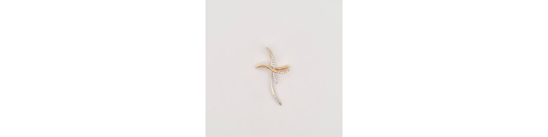 PENDENTE EnricoOro X21.0457  BICOLORE DONNA CROCE IN ORO GIALLO E ORO BIANCO 18 KT CON ZAFFIRI