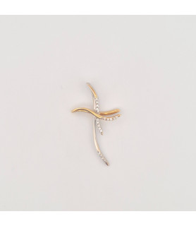 PENDENTE EnricoOro X21.0457  BICOLORE DONNA CROCE IN ORO GIALLO E ORO BIANCO 18 KT CON ZAFFIRI