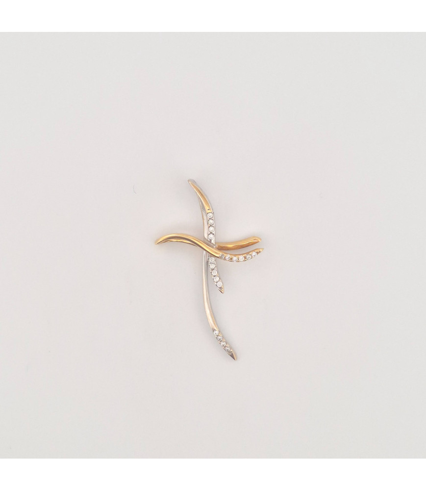 PENDENTE EnricoOro X21.0457  BICOLORE DONNA CROCE IN ORO GIALLO E ORO BIANCO 18 KT CON ZAFFIRI