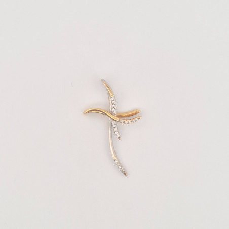PENDENTE EnricoOro X21.0457  BICOLORE DONNA CROCE IN ORO GIALLO E ORO BIANCO 18 KT CON ZAFFIRI