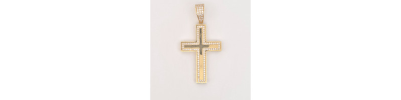 PENDENTE EnricoOro X24.3416  GIALLO UNISEX CROCE GRANDE PAVE