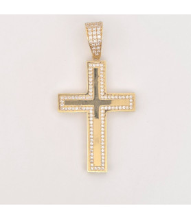 PENDENTE EnricoOro X24.3416  GIALLO UNISEX CROCE GRANDE PAVE