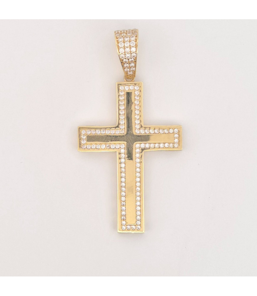 PENDENTE EnricoOro X24.3416  GIALLO UNISEX CROCE GRANDE PAVE