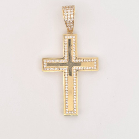 PENDENTE EnricoOro X24.3416  GIALLO UNISEX CROCE GRANDE PAVE