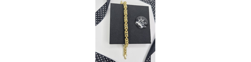 BRACCIALE Onais F24.6824BA ARGENTO GIALLO UOMO MAGLIA BIZANTINA O DEL RE
