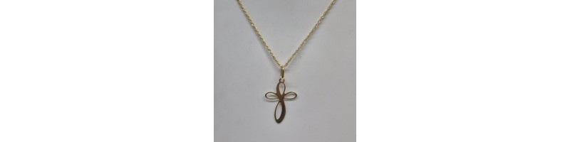 PENDENTE CROCE EnricoOro X26.0173 MARTELLATA E LUCIDA ORO GIALLO