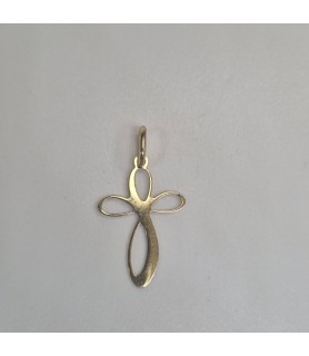 PENDENTE CROCE EnricoOro X26.0173 MARTELLATA E LUCIDA ORO GIALLO
