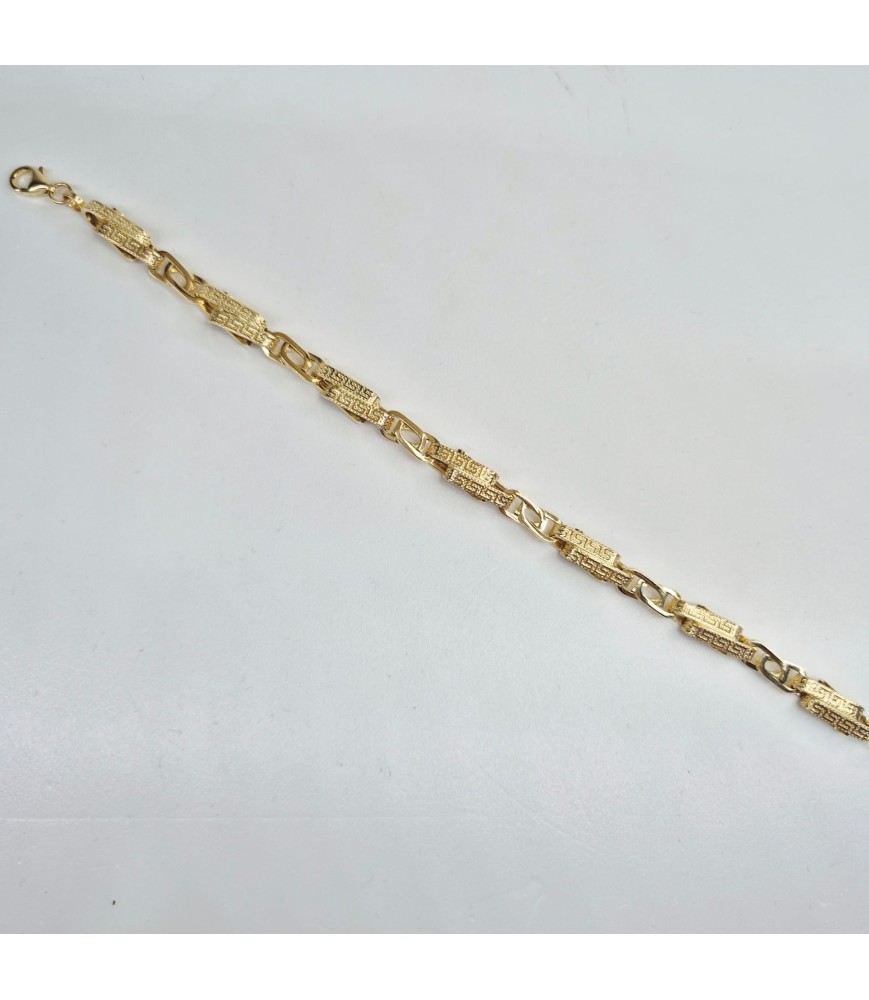 BRACCIALE EnricoOro X26.0519 OCCHIO DI TIGRE E GRECHE 21 CM GIALLO UOMO